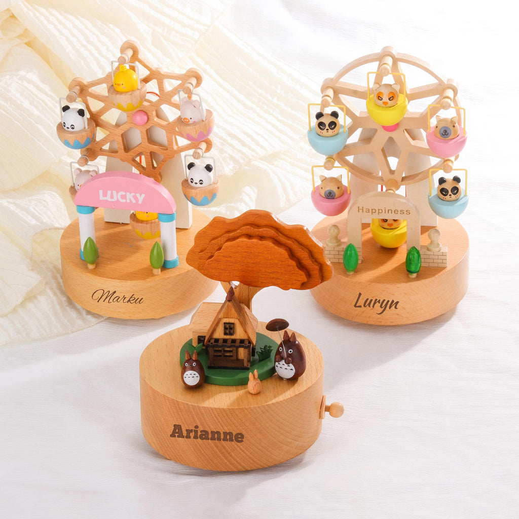 Personalized Wooden Totoro Music Box, Custom Nursery Decor, Hand-Cranked Musical Keepsake Gift for Kids & Totoro Lovers