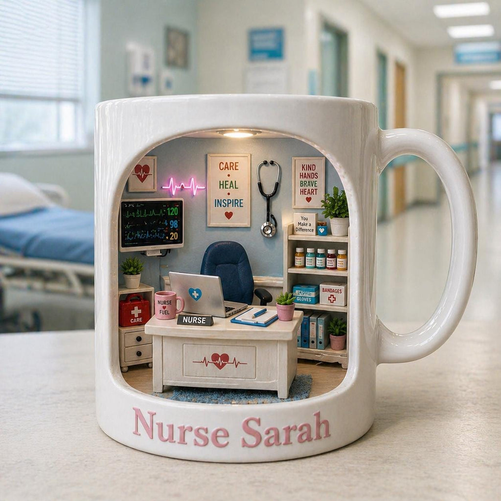 Personalized Nurse Mug, Custom Name Nursing Coffee Cup, Nurse Appreciation Gift, Medical Office Mug, RN Healthcare Worker Gift