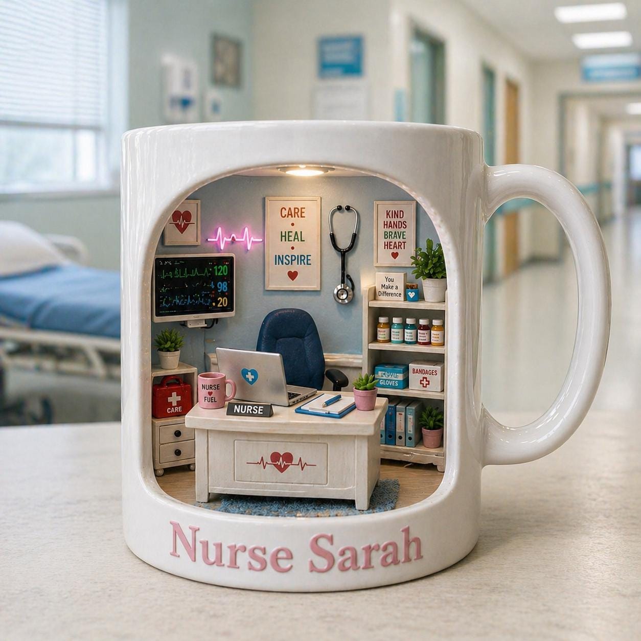 Personalized Nurse Mug, Custom Name Nursing Coffee Cup, Nurse Appreciation Gift, Medical Office Mug, RN Healthcare Worker Gift