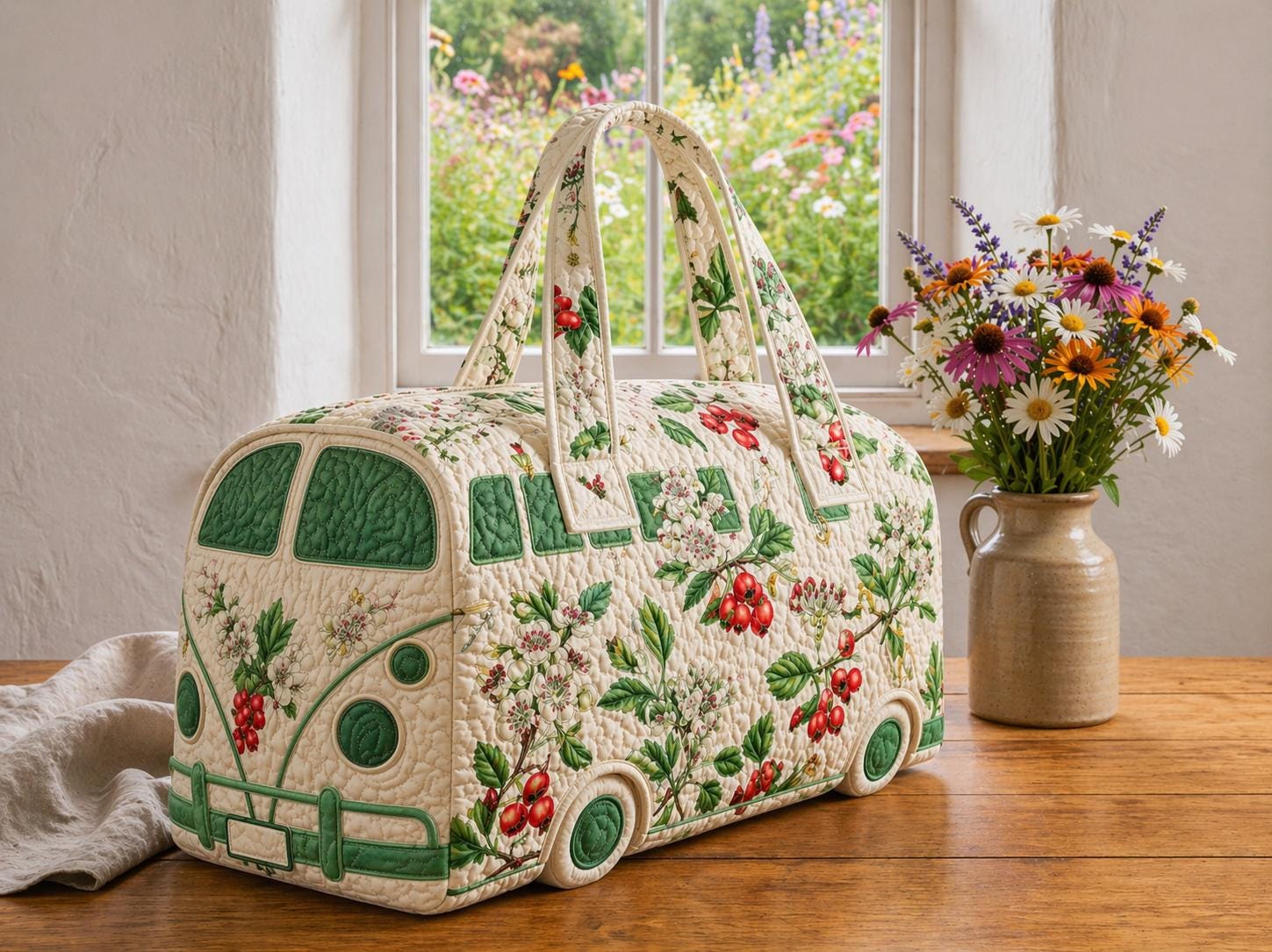 Camping Van Bag Berry Blossom Cottagecore Weekender Bag for Women Weekend Travel. DBPETAL31