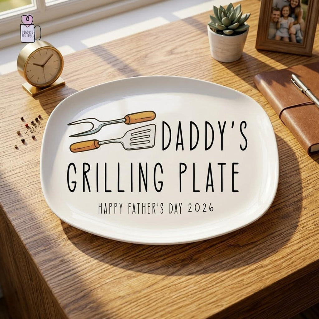 Personalized Daddy's Grilling Plate, Father's Day Gift, Grilling Plate for BBQ King, Gift for Dad From Kid, Father Gift, Happy Father Day