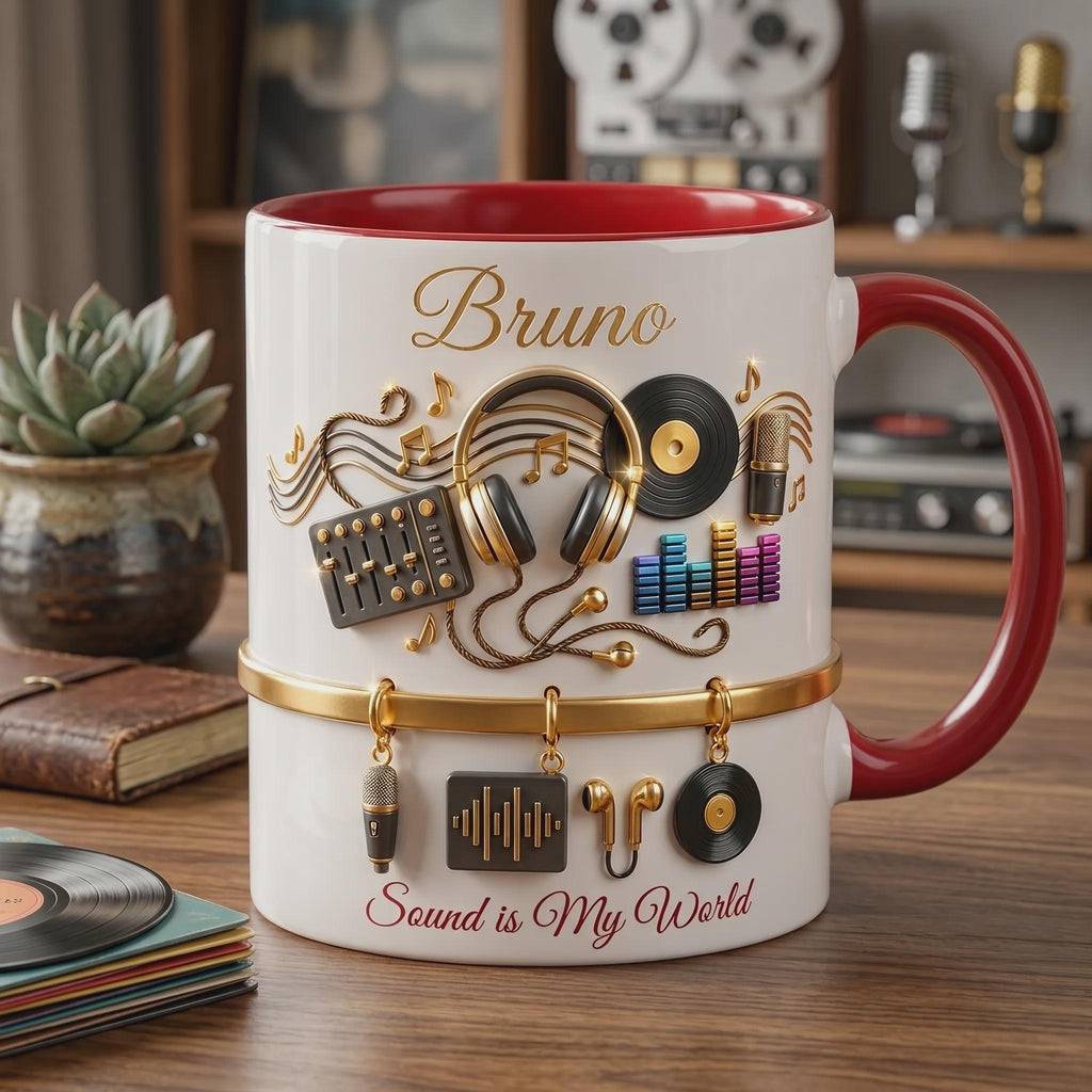 Personalized Music Mug, DJ Gift, Music Lover Coffee Cup, Custom Name Musician Gift, Music Teacher Mug