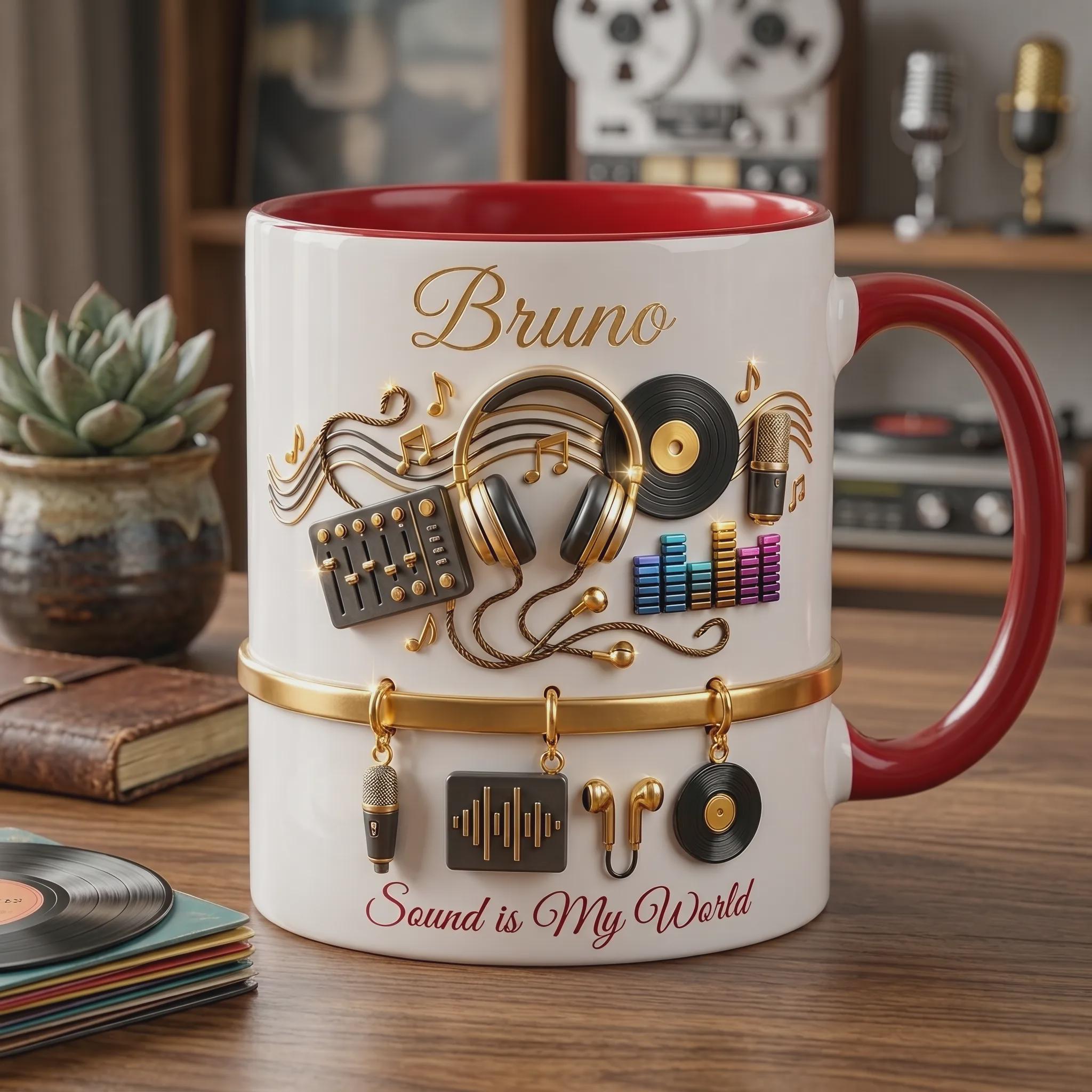 Personalized Music Mug, DJ Gift, Music Lover Coffee Cup, Custom Name Musician Gift, Music Teacher Mug