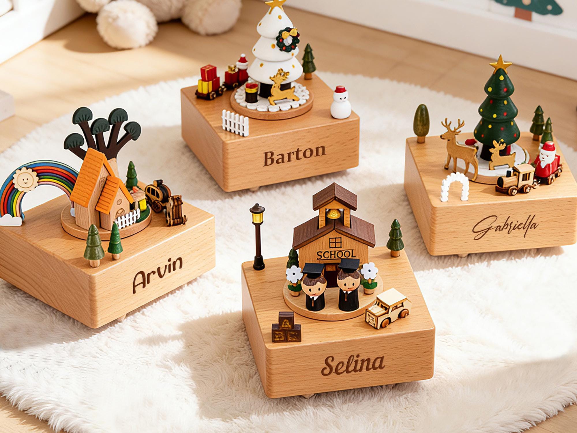 Personalized Wooden Handmade Music Box, Custom Musical Toy for Kids, Baby Shower Gift, Toddlers Gift, Toys for Kids, Train Music Box