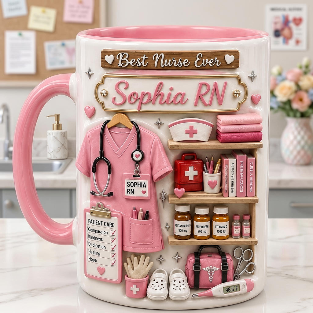 Personalized Nurse Mug, RN Coffee Cup, Nurse Appreciation Gift, Custom Healthcare Worker Mug, Registered Nurse Gift