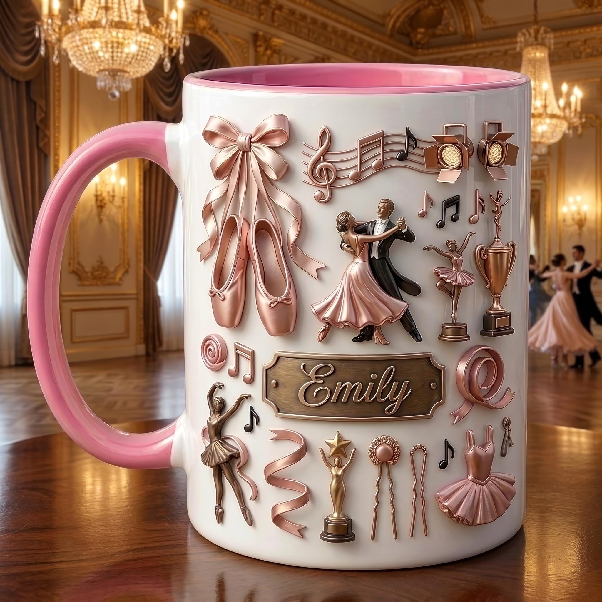 Dance Mug, Personalized Name Ballet Coffee Cup, Dancer Gift, Studio Decor Mug, Custom Dance Teacher Appreciation Gift