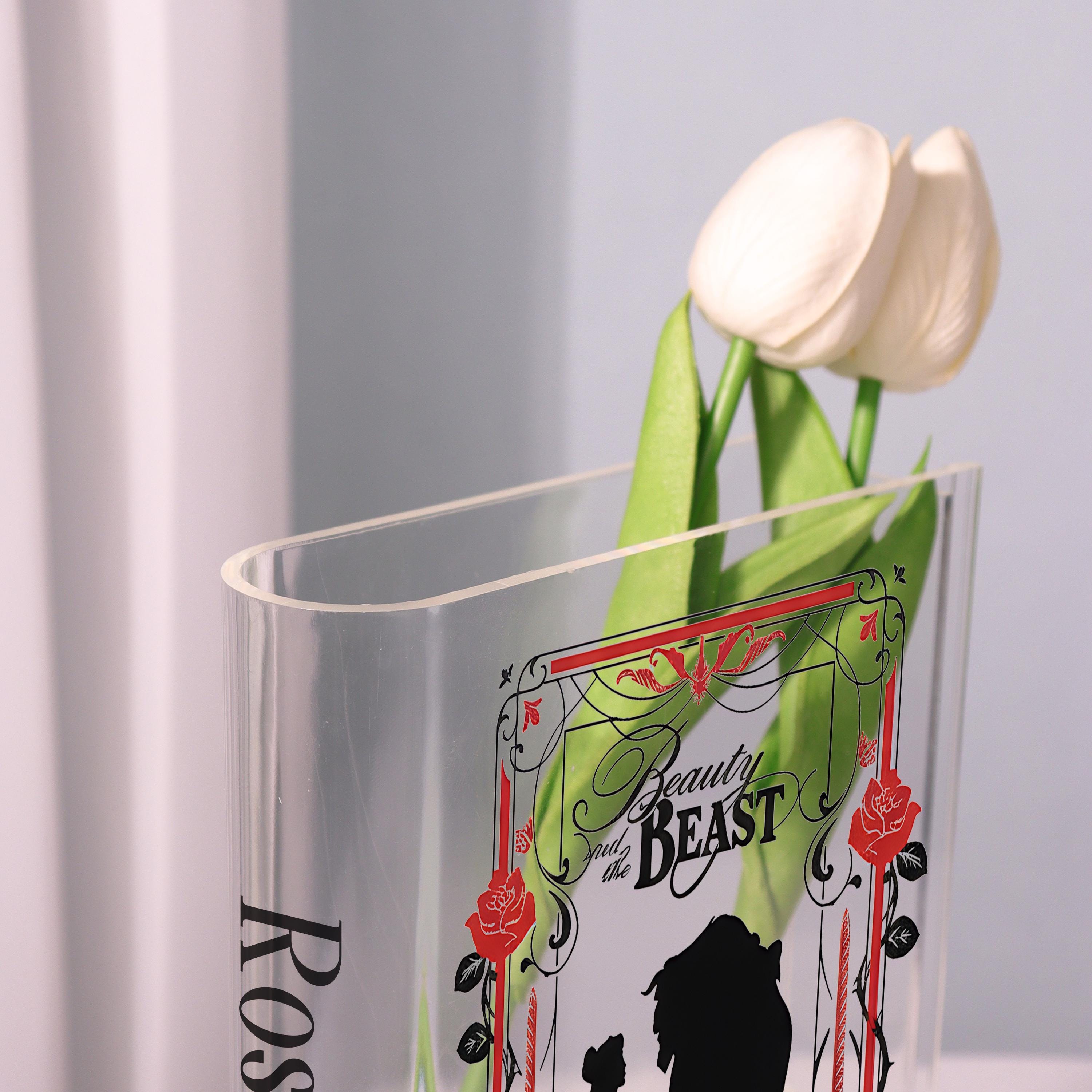 Beauty and the Beast Acrylic Book Vase, Gothic Romance Book Vase, Fairy Tale Book Shaped Vase, Magical Storybook Decor, Gift for Book Lovers