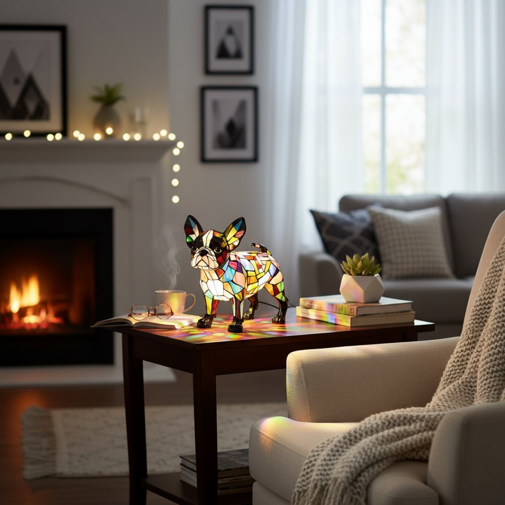 Mosaic Dog Night Light, Modern Desk Lamp, Room Decor, Mosaic Table Lamp, Room Decor, Puppy Night Light Decor, Cute Dog Table Lamp, Pet Lover Gift, Nursery & Bedroom Light, Night Light