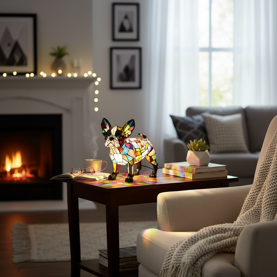 Mosaic Dog Night Light, Modern Desk Lamp, Room Decor, Mosaic Table Lamp, Room Decor, Puppy Night Light Decor, Cute Dog Table Lamp, Pet Lover Gift, Nursery & Bedroom Light, Night Light