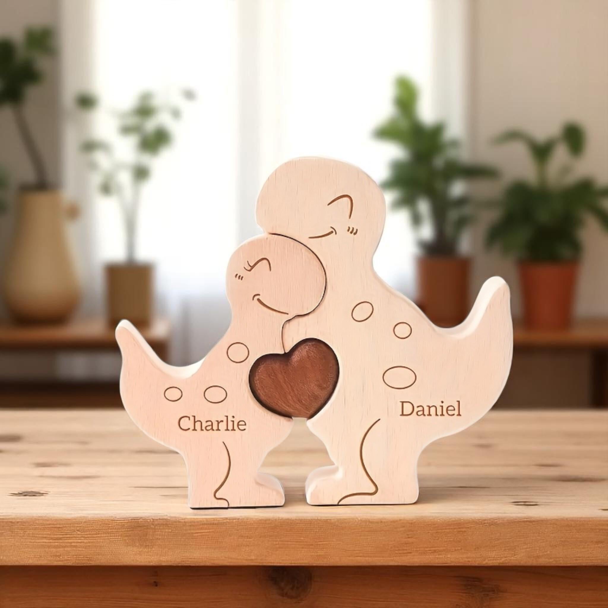 Personalized Dinosaur Family Puzzle, Custom Wooden Dino Gift, Kids Room or Nursery Decor, Baby Shower, Birthday or Family Christmas Gift, Personalized Family Wood Sign, Custom Names Home Decor, Gift for Parents & Couples