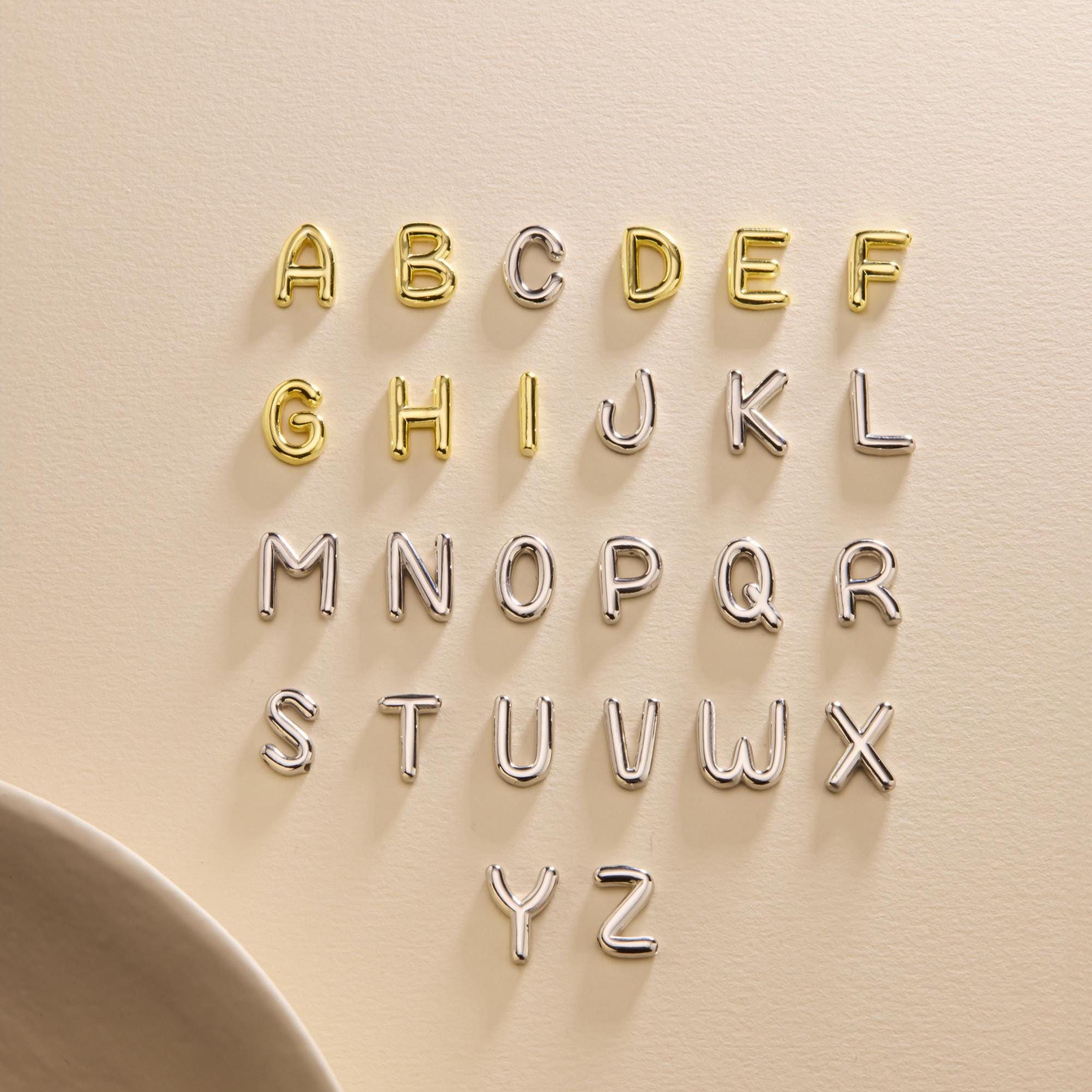 Sterling Silver 3D Bubble Initial Necklace – Custom Letter Pendant, 3D Bubble Letter Necklace, Solid 925 Silver Initial Pendant