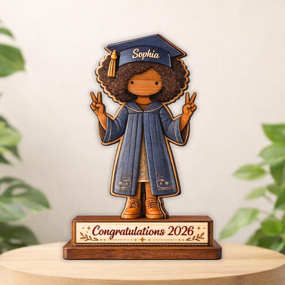Personalized Graduation Wooden Block, Custom Name Graduation Gift for Her, Class of 2026 Keepsake Decor, Graduate Gift, Custom Wood Sign
