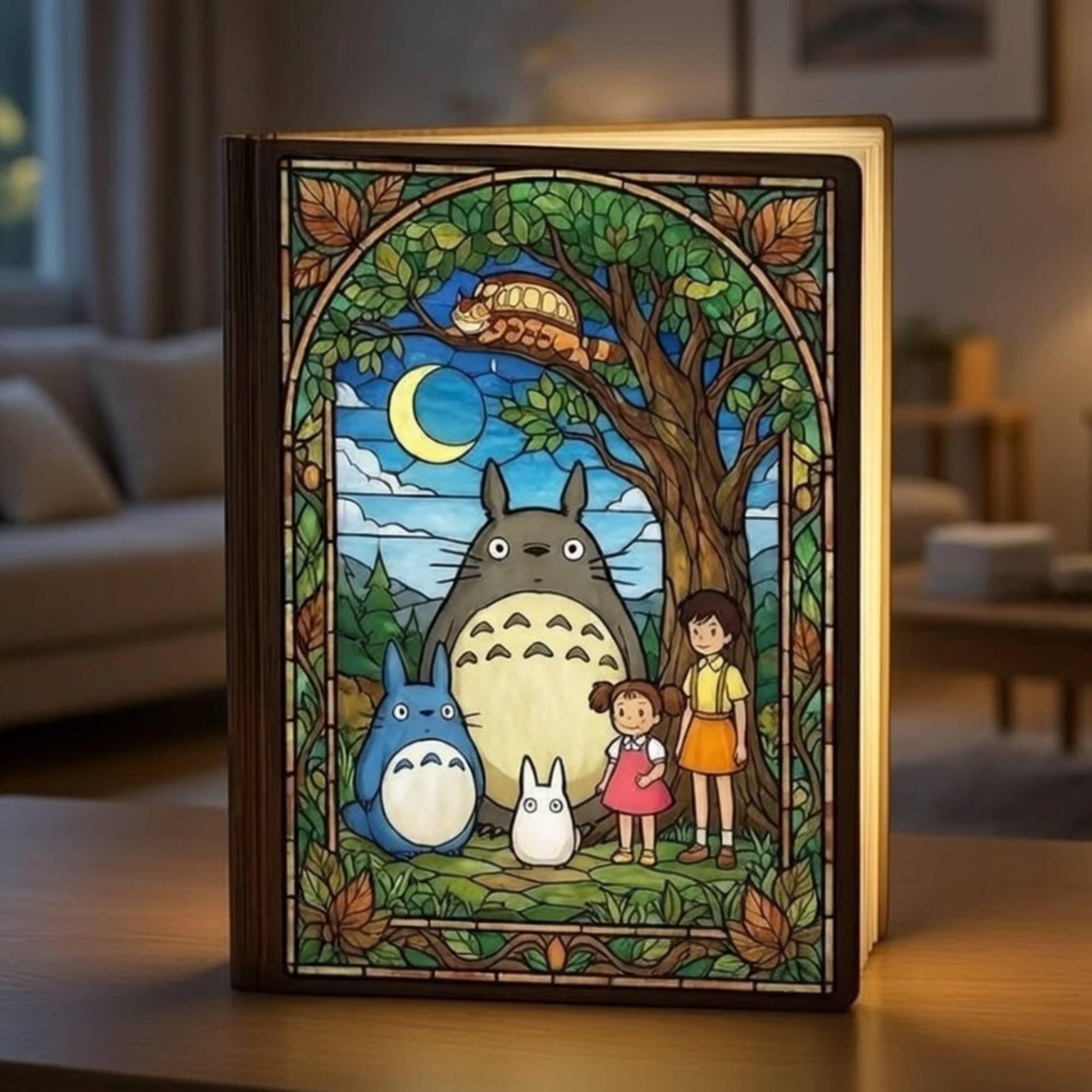 Totoro Forest Book Light, LED Folding Nightlight, Custom Anime Decor, Housewarming Gift, My Neighbor Totoro Night Lamp, Book Lovers Gift