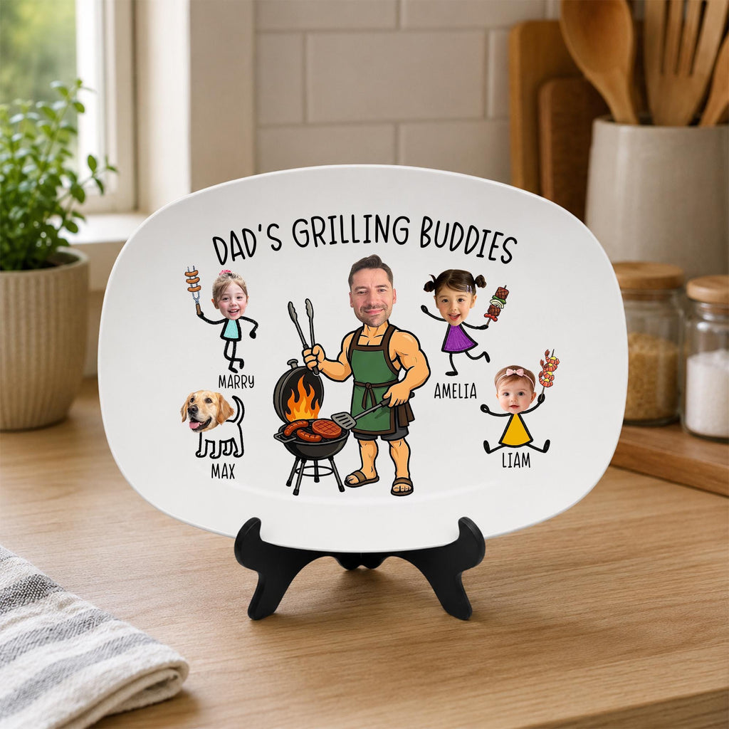 Dad’s Grilling Plate, Father’s Day Gift From Kids, Personalized Grilling Plate, Custom Grilling Plate Gift With Kids Names, BBQ Gift for Dad