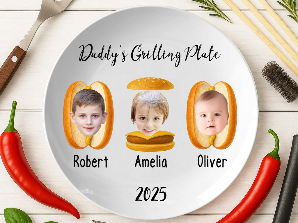 Daddy’s Grilling Plate, Fathers Day Gift From Kids, Personalized Dad Grilling Plate, Custom Grilling Plate With Kids Names, BBQ Gift for Dad