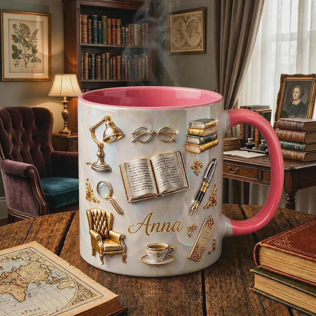 Personalized Book Lover Mug, Reading Coffee Cup, Dark Academia Gift, Custom Reader Mug, Cozy Bookworm Coffee Cup