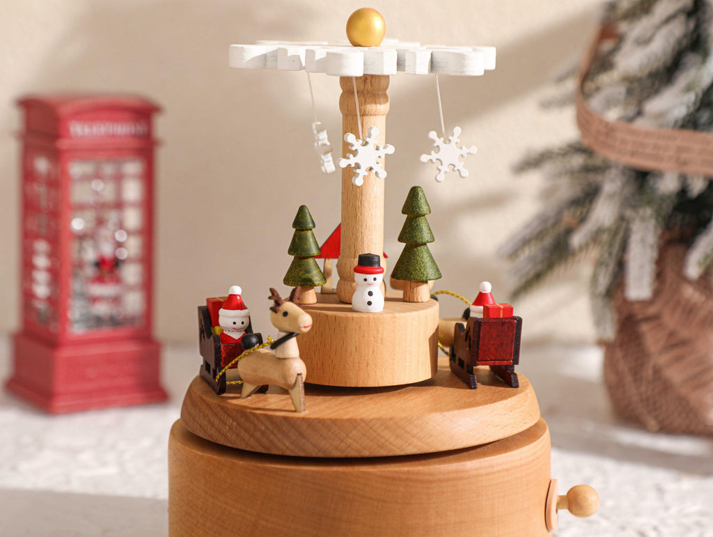 Rotating Snowflake Personalized Music Box, Christmas Music Box, Baby Christmas Gift, Engraved Name Music Box, Newborn Keepsake