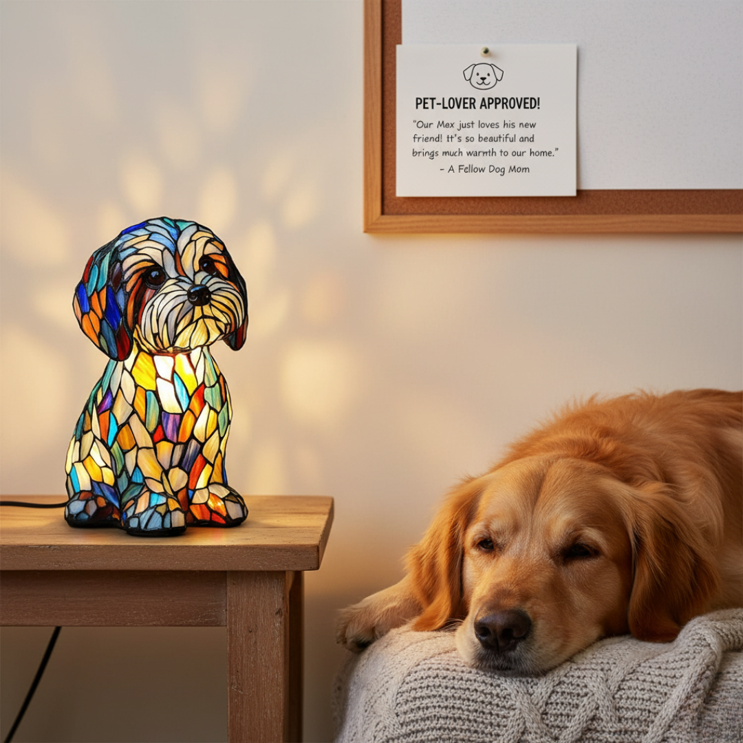 Mosaic Dog Table Lamp, Modern Desk Night Light Night Light, Mosaic Table Lamp, Room Decor, Puppy Night Light Decor, Cute Dog Table Lamp, Pet Lover Gift, Nursery & Bedroom Light, Night Light