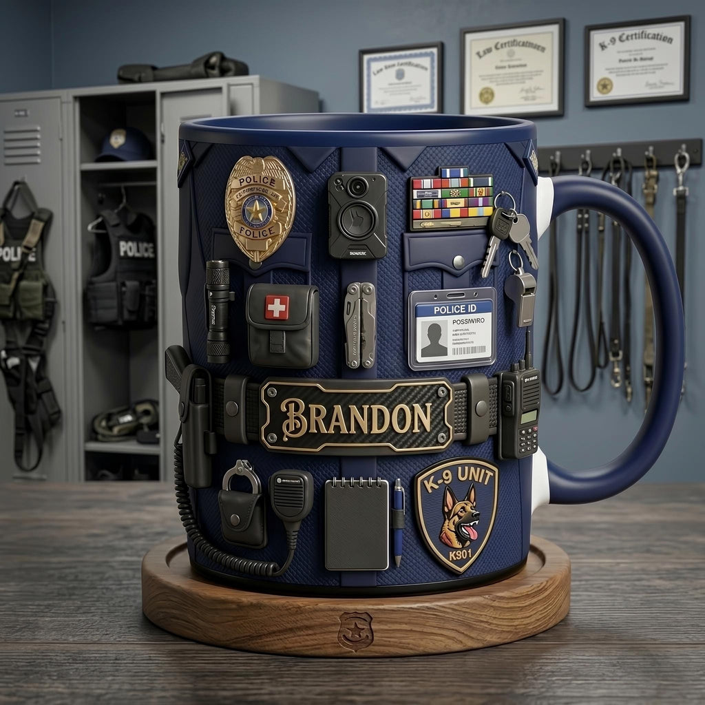 Personalized Police Mug, K9 Officer Coffee Cup, Custom Law Enforcement Gift, Police Officer Appreciation Mug, Thin Blue Line Gift