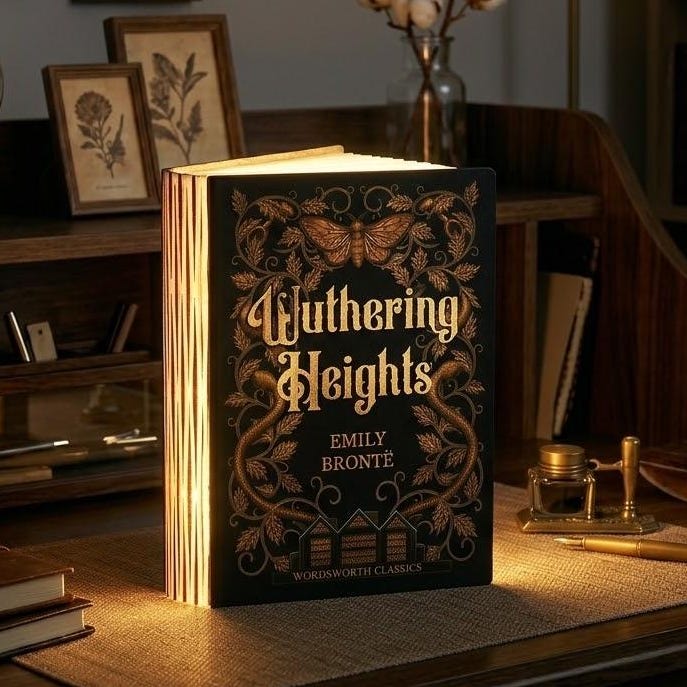 Wuthering Heights Folding Book Lamp, Dark Academia Night Light, Wuthering Height Novel Inspired Reading Lamp, Book Lover Gift