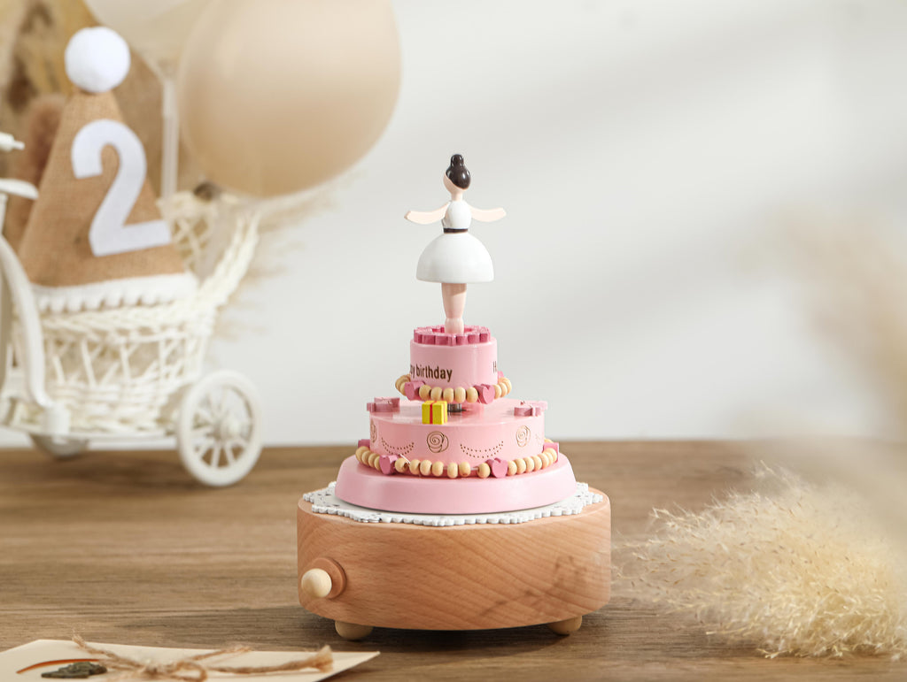 Ballet Girl Cake Birthday Music Box, Wooden Music Box, Custom Wooden Handmade Music Box, 1st Birthday, Personalised Music Box Gift,baby Gift
