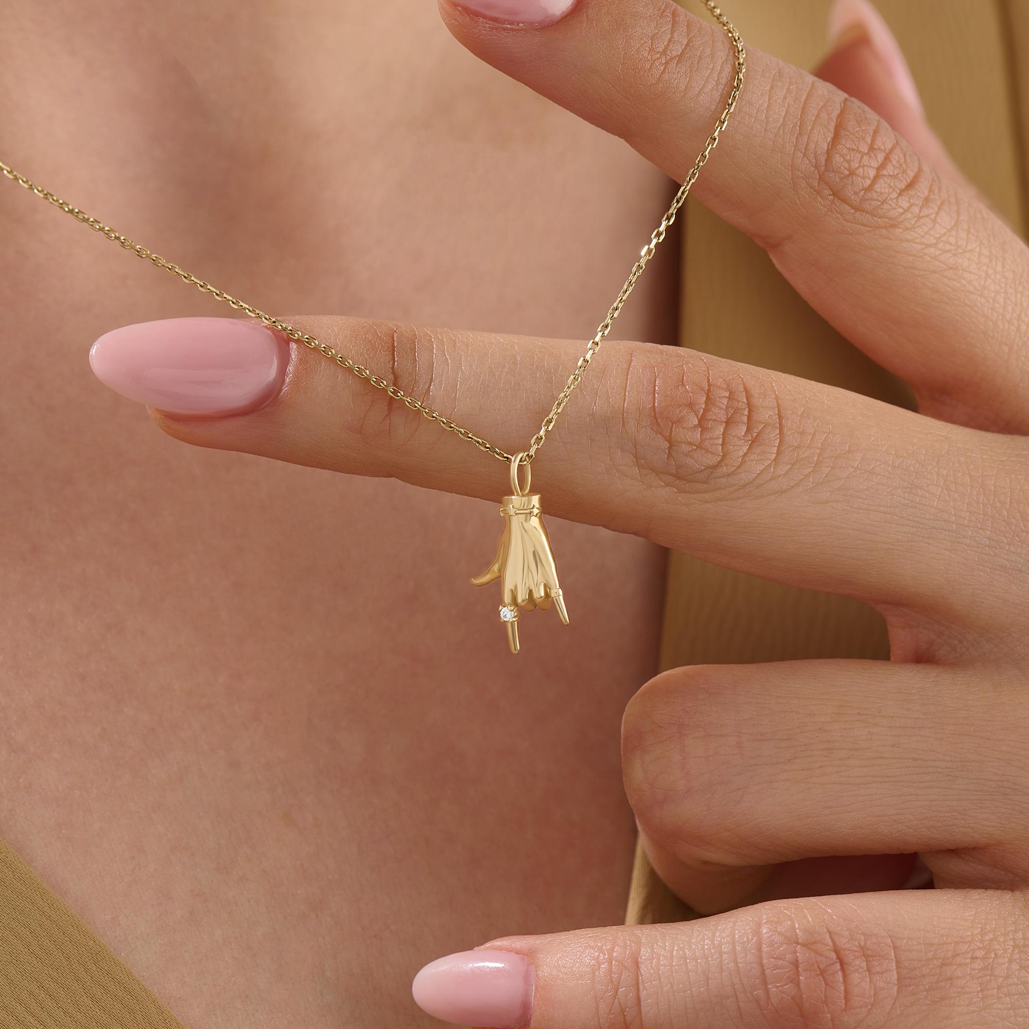 Gold ASL I Love You Necklace – Sign Language Pendant Gift for Mom or Her, Friendship Necklace for Mom, Personalized Necklace for Her, Mothers Day Gifts