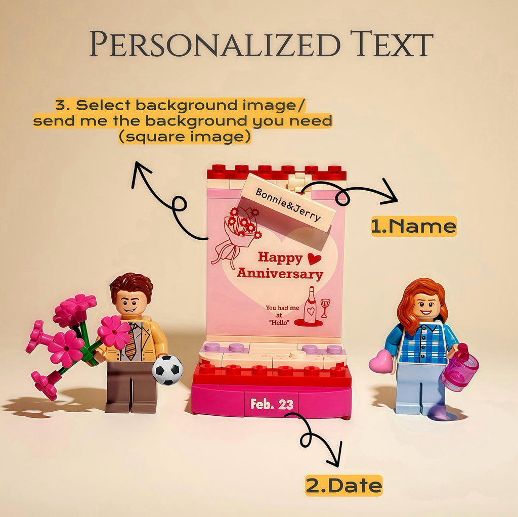 Personalised Valentine's Day Figurine,Custom Text Toy building block,Anniversary Gift for Couple,Boyfriend,girlfriend,Desk decor,EternalKeep
