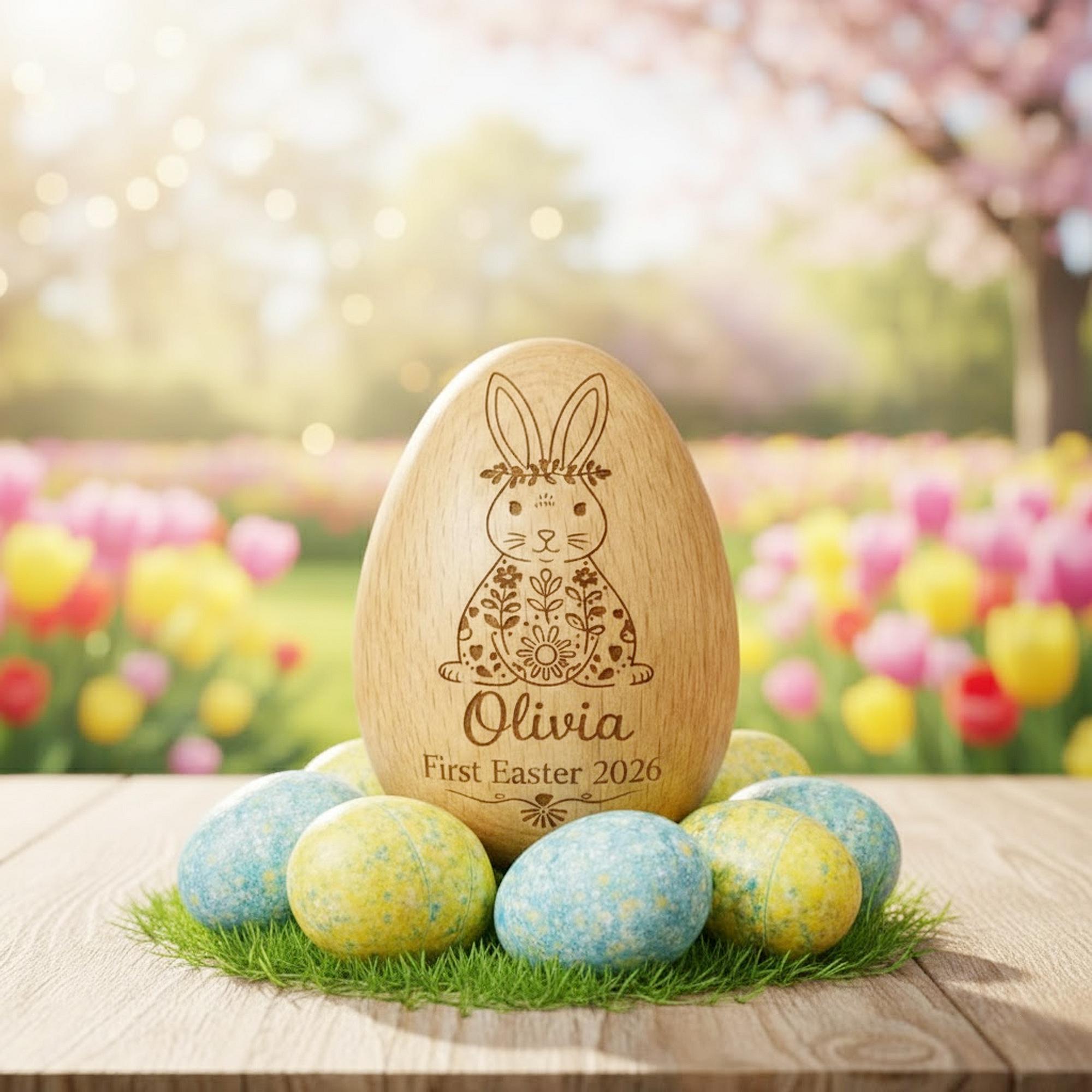 Personalized Musical Wooden Easter Egg Shakers, Custom Egg Cups, Kids Musical Instrument, Easter Gifts, Baby First Easter