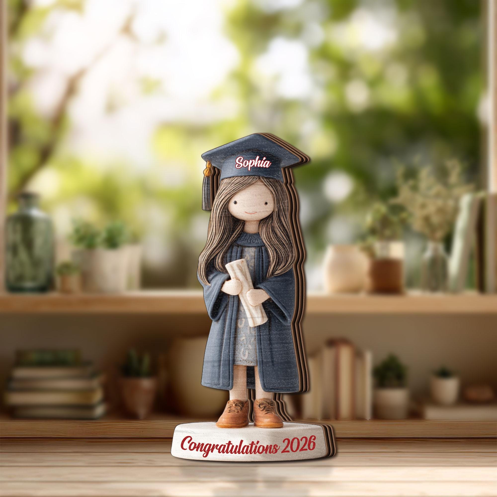 Custom Graduation Wooden Block for Daughter, Personalized Name Class of 2026 Keepsake, Graduate Girl Gift