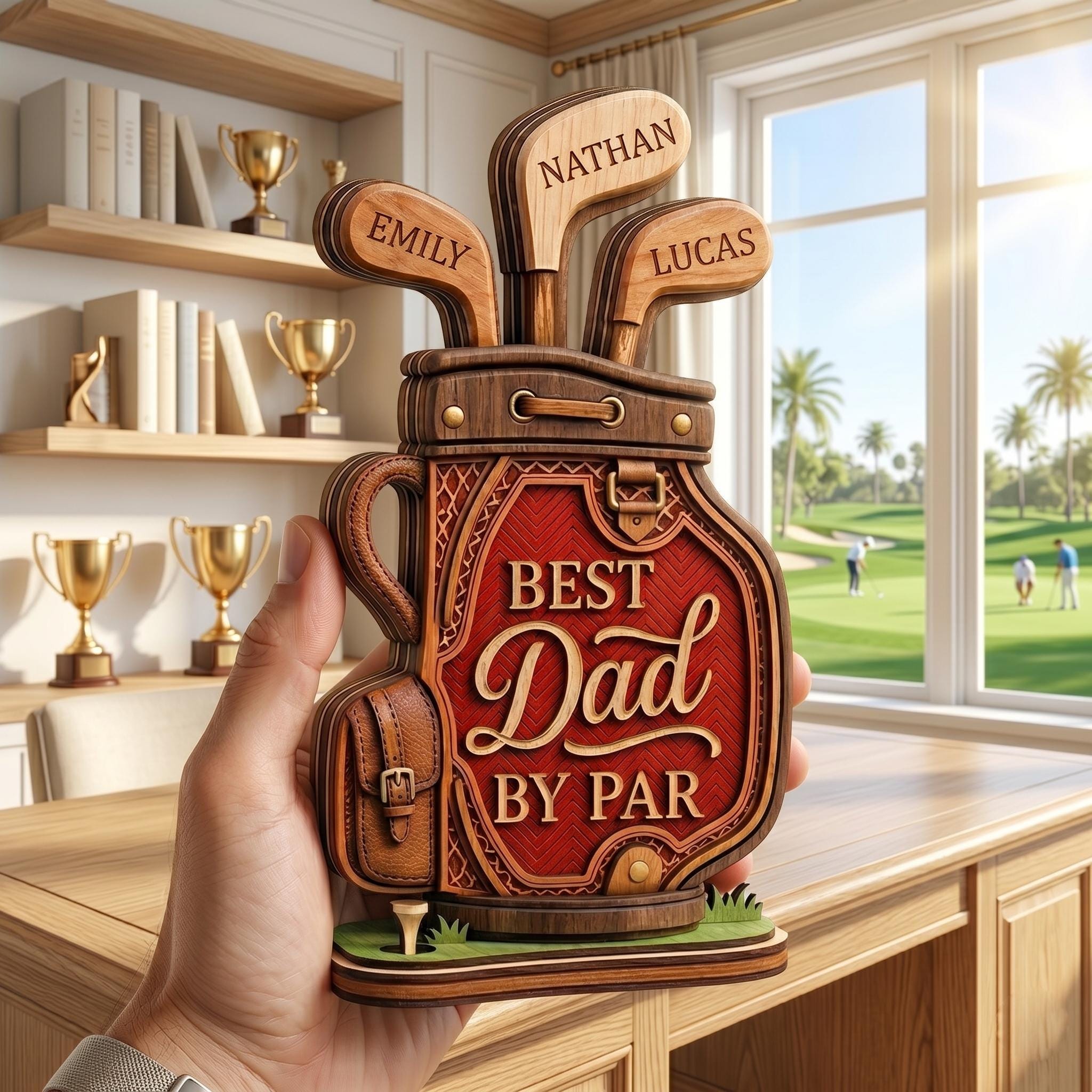 Personalized Infinity Wooden Block for Dad, Custom Name Wood Sign, Rustic Home Decor, Unique Father's Day Gift From Daughter & Son, Papa