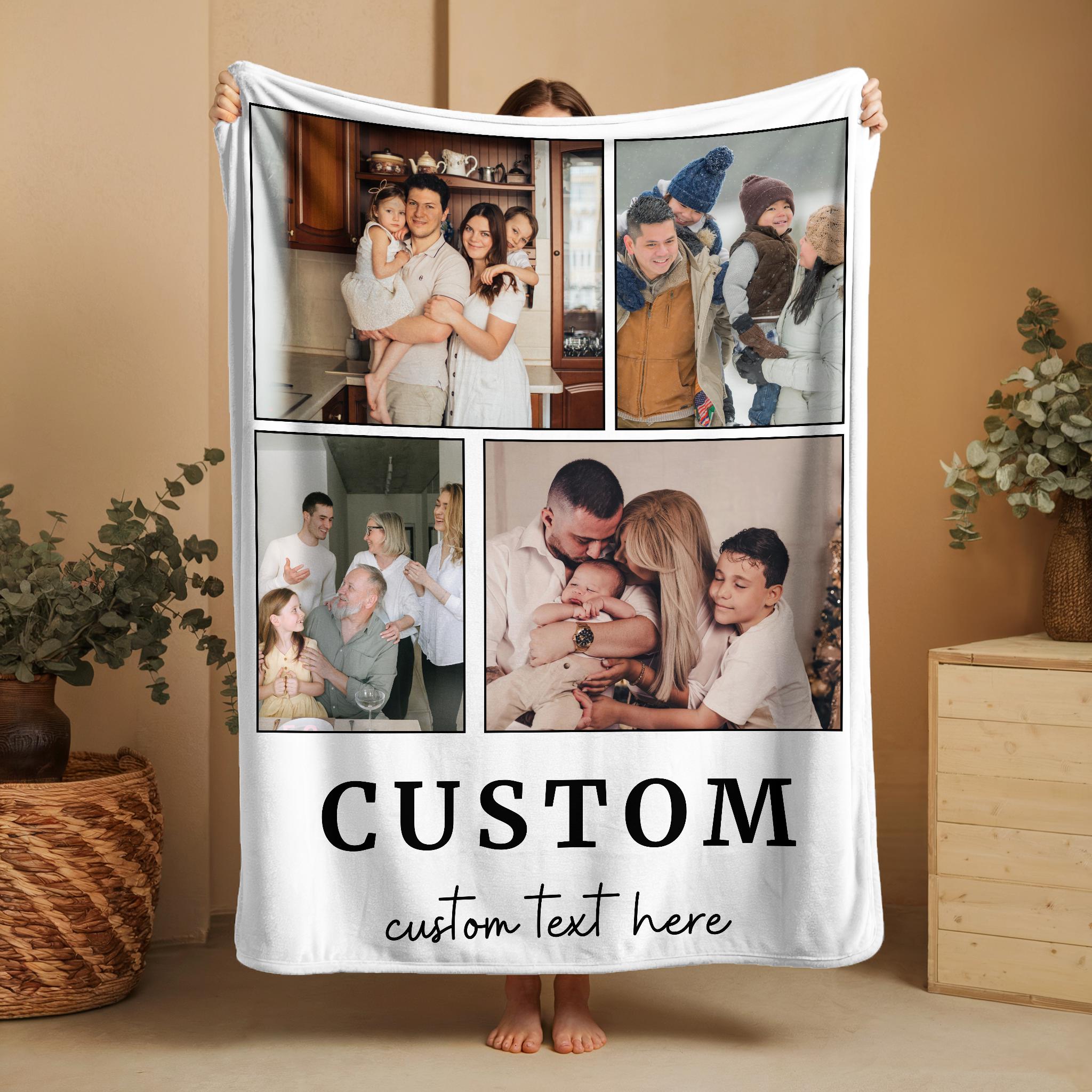 Custom Photo Blanket, Custom Blanket With Picture, Blankets With Pictures, Photo Blanket Collage, Family Blanket, Customizable Blanket