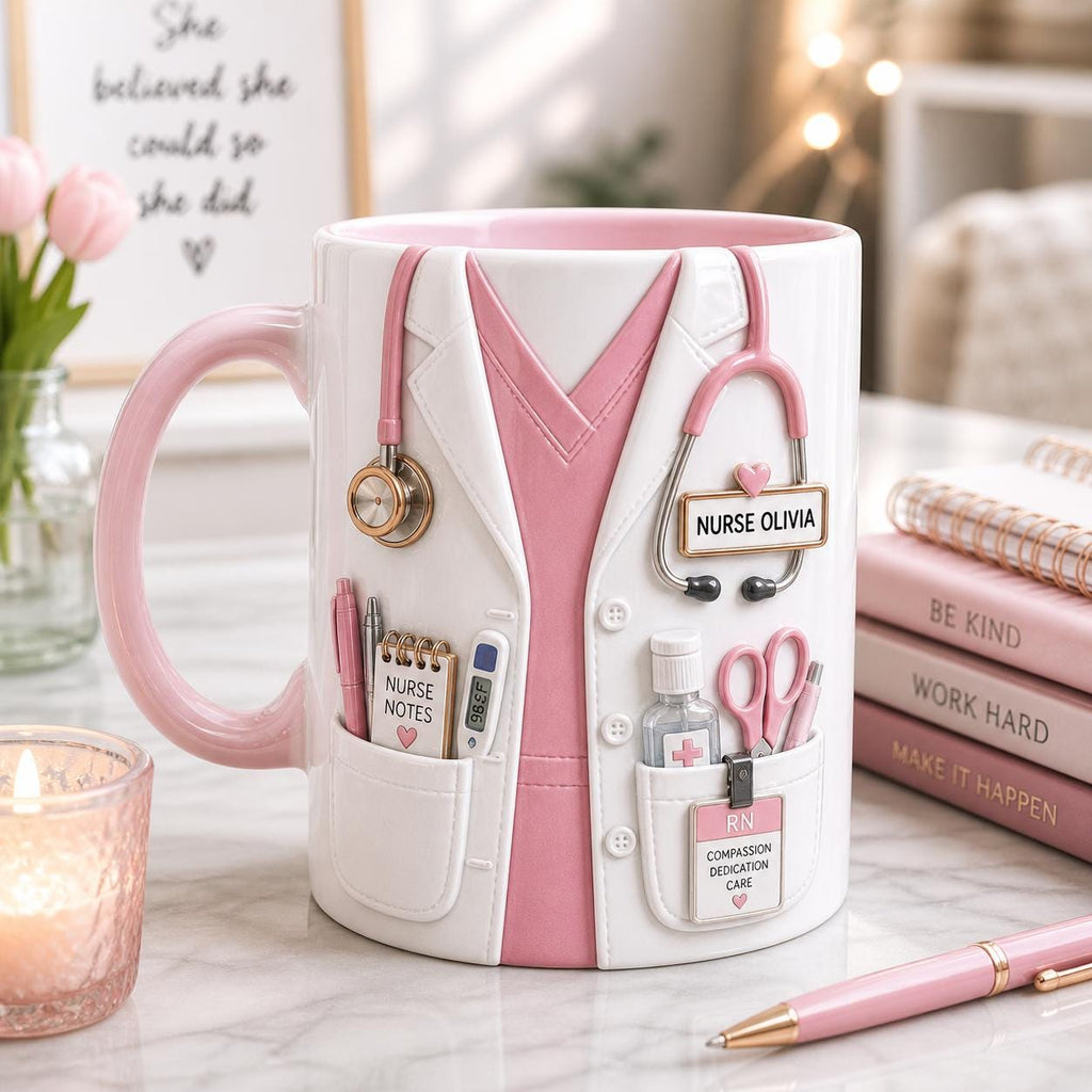 Personalized Nurse Mug, Custom RN Gift, Nurse Appreciation Gift, Healthcare Worker Coffee Cup, Medical Staff Mug