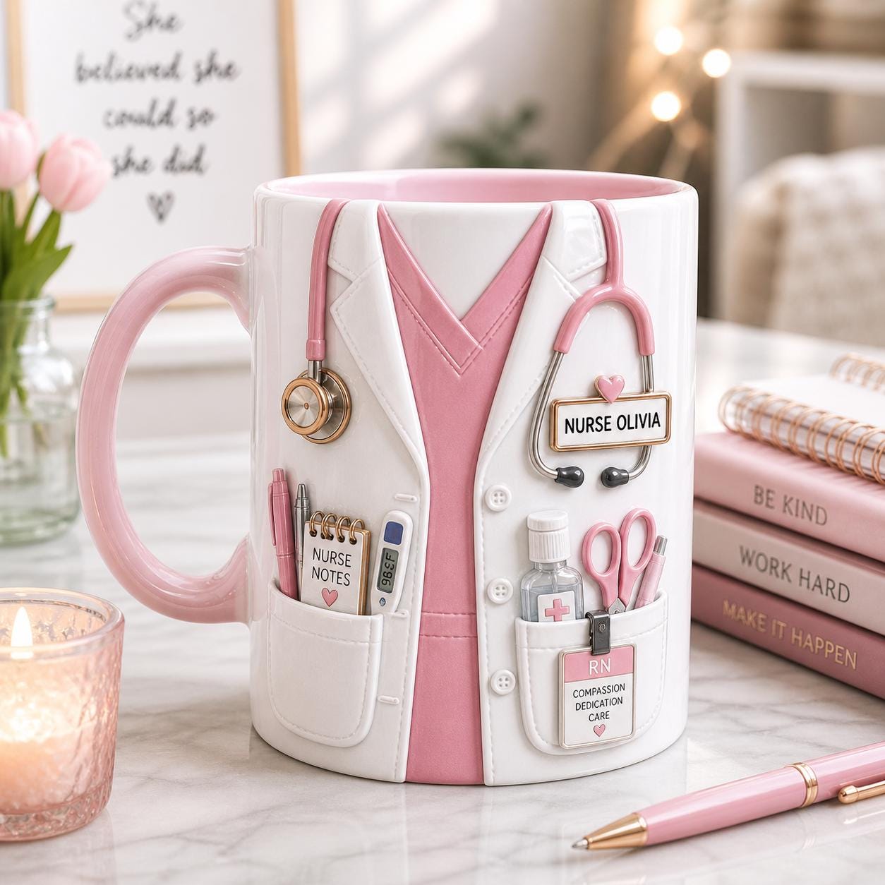 Personalized Nurse Mug, Custom RN Gift, Nurse Appreciation Gift, Healthcare Worker Coffee Cup, Medical Staff Mug
