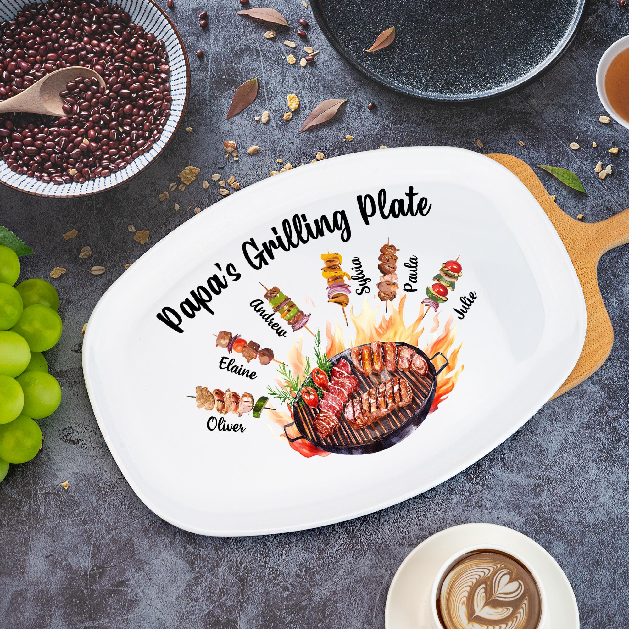 Personalized Daddy's Grilling Plate With Kids Names, Father’s Day Gifts, Custom BBQ Grilling, Grill Plate Gift From Kids, Gifts for Grandpa