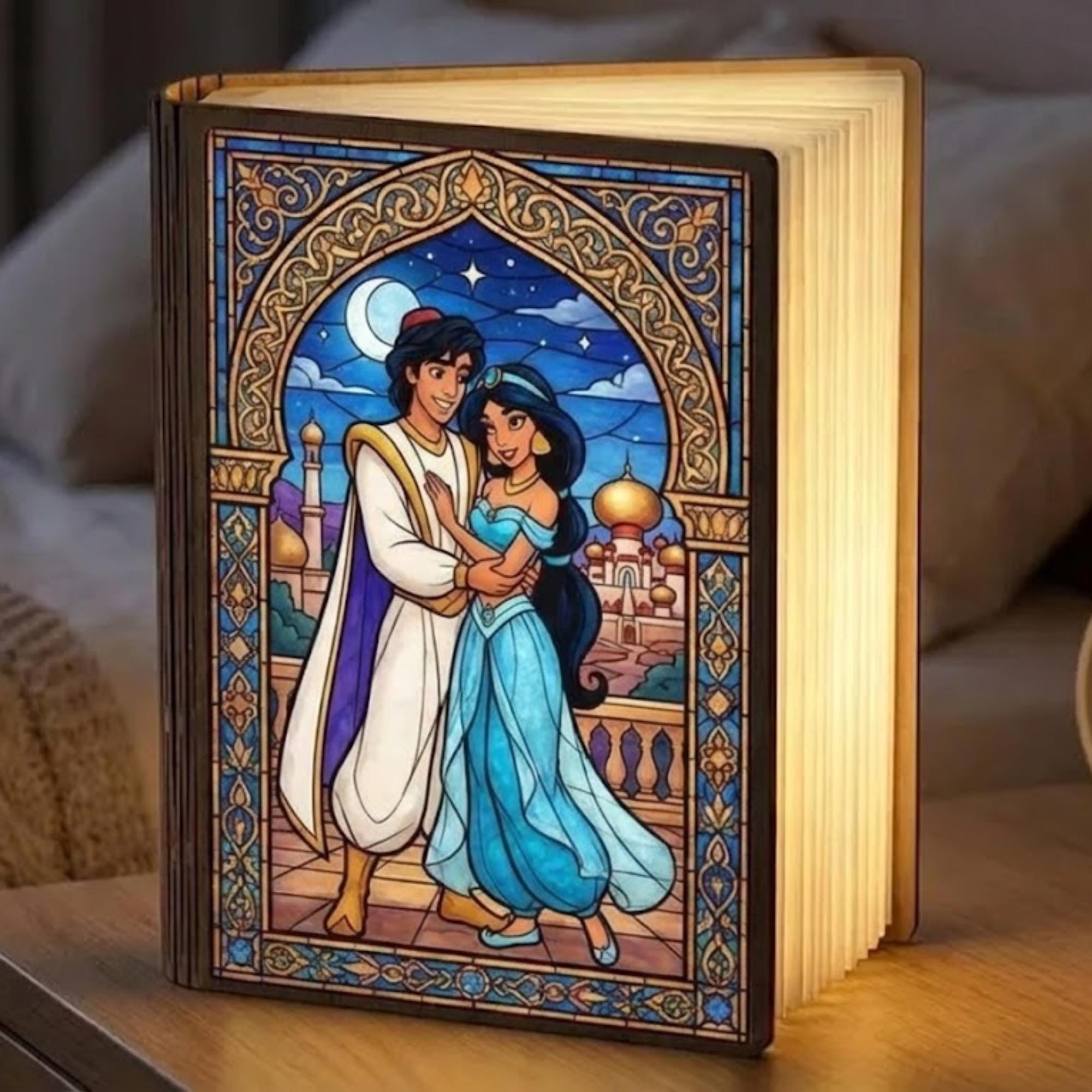 Wuthering Heights Folding Book Lamp, Dark Academia Night LigAladdin and Jasmine Book Lamp, Custom Couple Book Lamp, Book Lamp Holder, Disney Book Lamp, Wood Book Light, Folding Book Lamp, LED Lamp