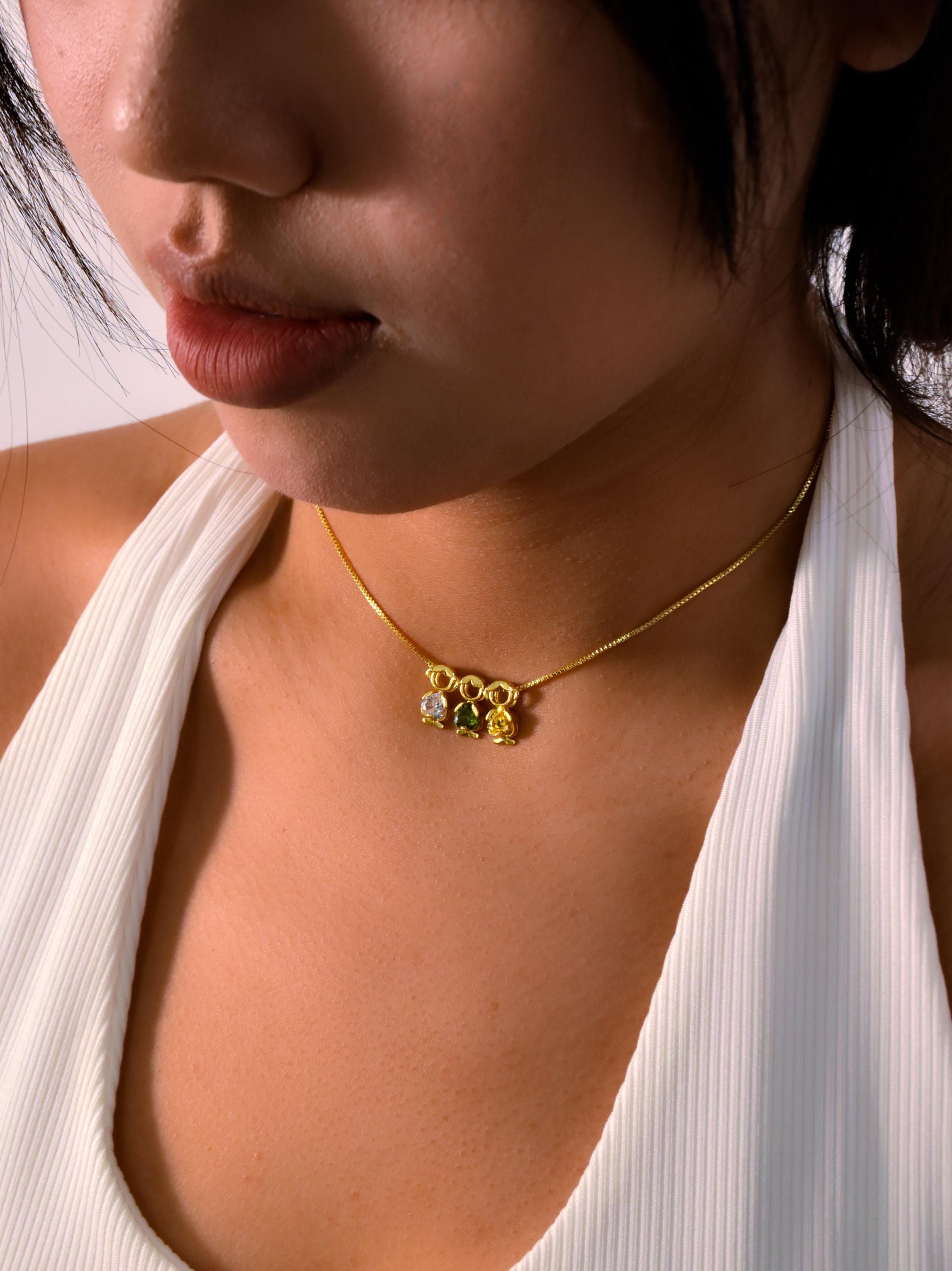 Children Birthstone Necklace, Boy & Girl Charm Necklace, New Mom Gift, Mom Necklace With Kids, Gift for Grandma, Family Birthstones