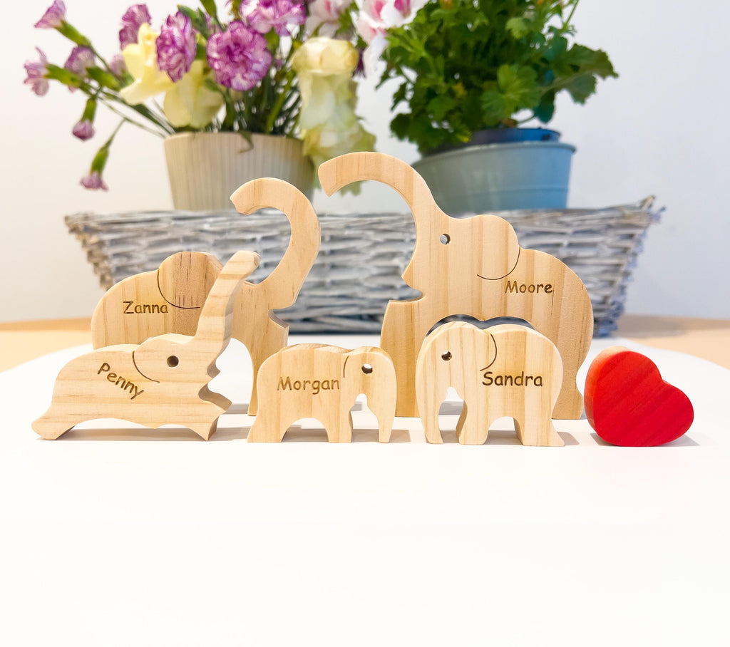 Wooden Elephant Family Puzzle, Gift for Parents, Baby Shower Gifts, Custom Family Gift, Home Decor, Birthday Gift, Gift for Wife, Mom, Dad