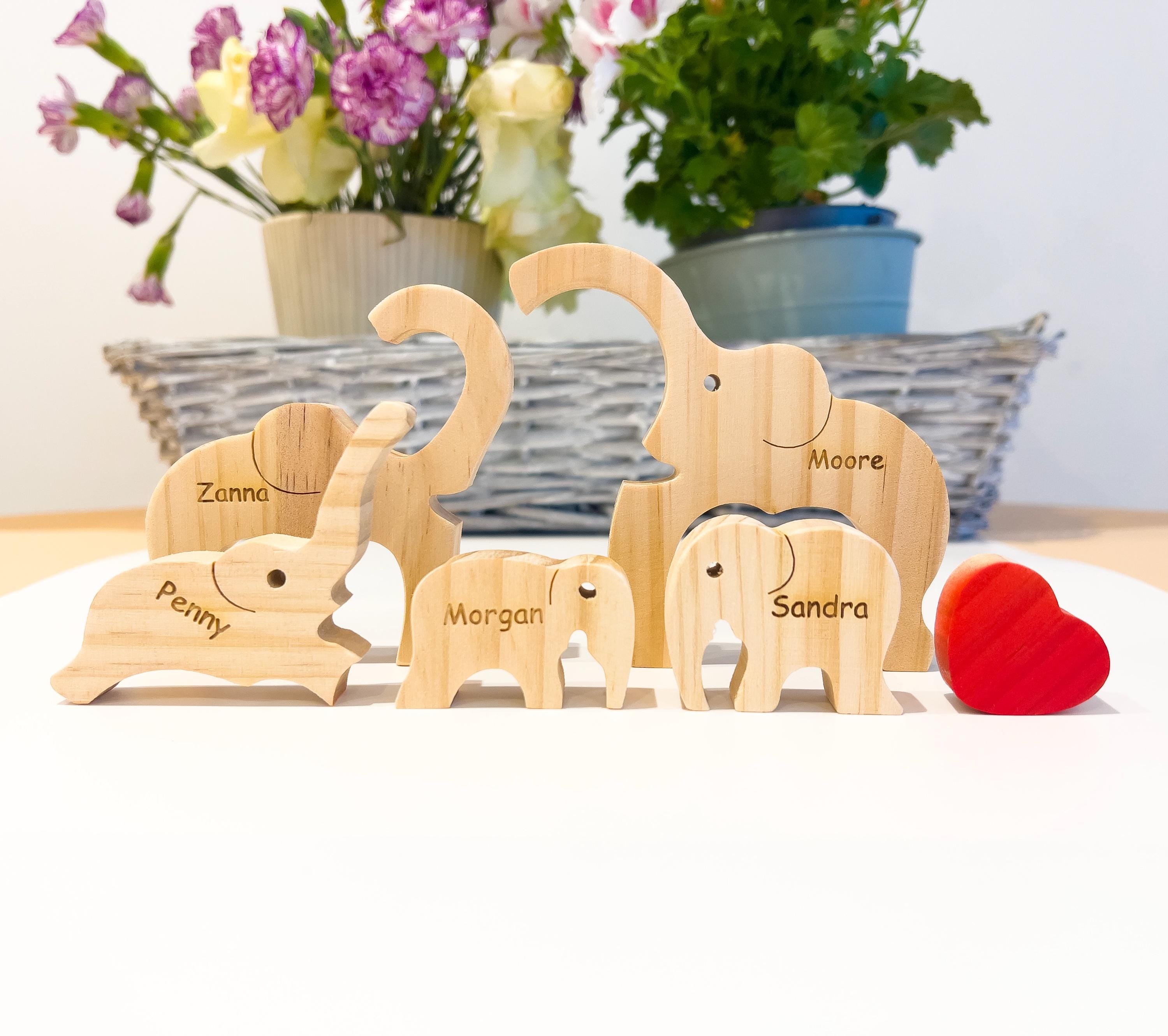 Wooden Elephant Family Puzzle, Gift for Parents, Baby Shower Gifts, Custom Family Gift, Home Decor, Birthday Gift, Gift for Wife, Mom, Dad