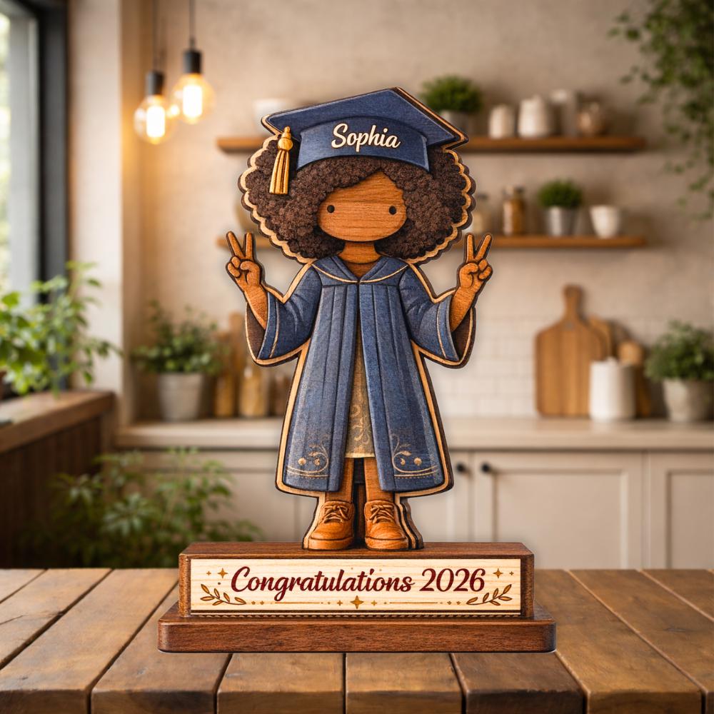 Personalized Graduation Wooden Block, Custom Name Graduation Gift for Her, Class of 2026 Keepsake Decor, Graduate Gift, Custom Wood Sign