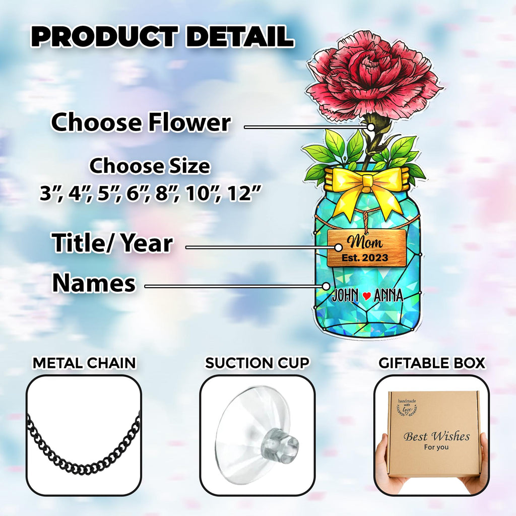 Personalized Grandma Flower Suncatcher, Birth Flower, Mother's Day, Gifts for Grandma, Grandma Gift, Grandma's Garden, Floral Suncatcher