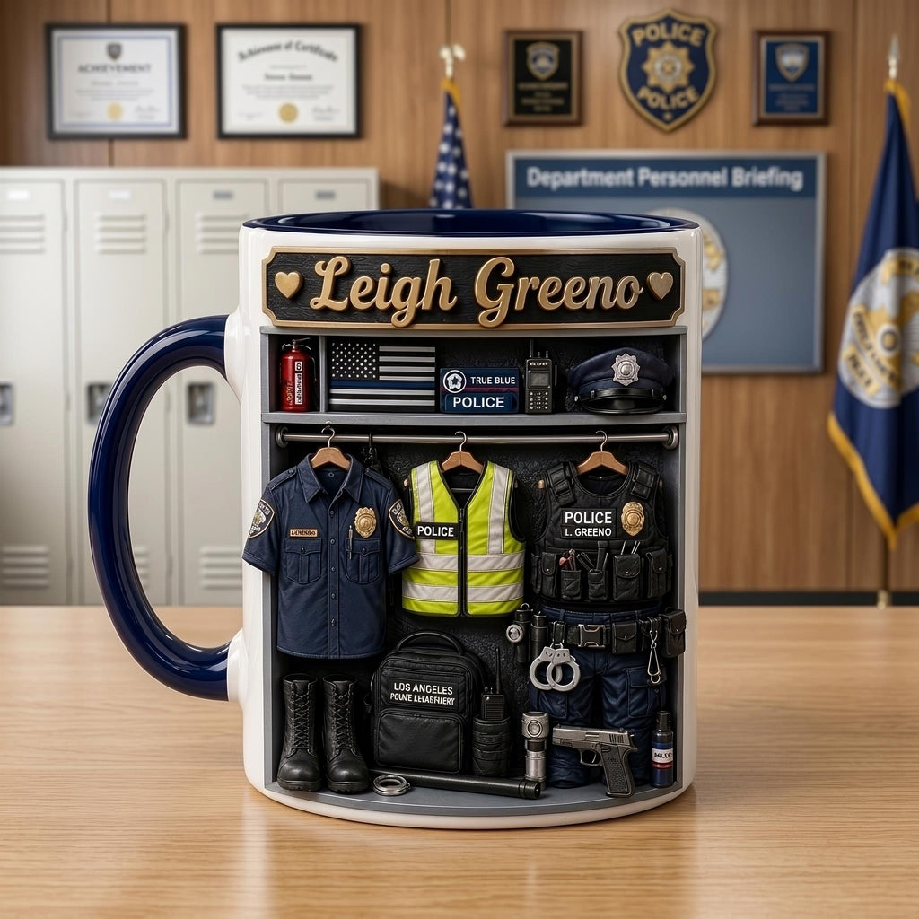 Personalized Police Officer Mug, Law Enforcement Coffee Cup, Custom Cop Gift