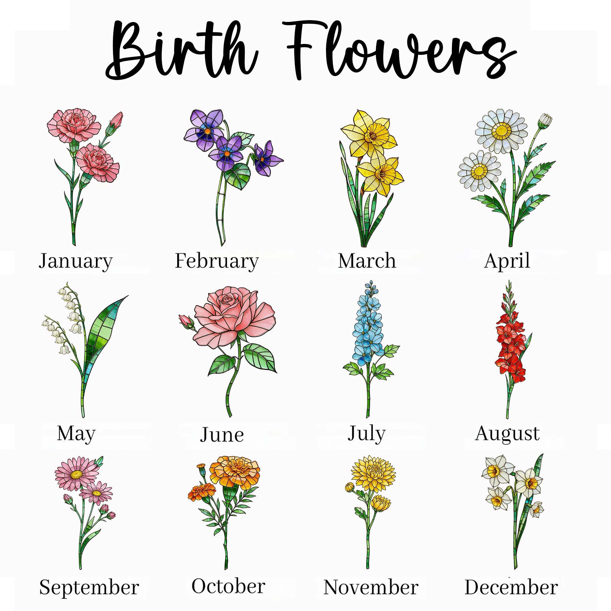 Birth Flower Suncatcher Window Decor, Custom Great Grandma's Garden Suncatcher, Mother's Day Gift, Grammy Present, Grandma Gift, Mom Gift