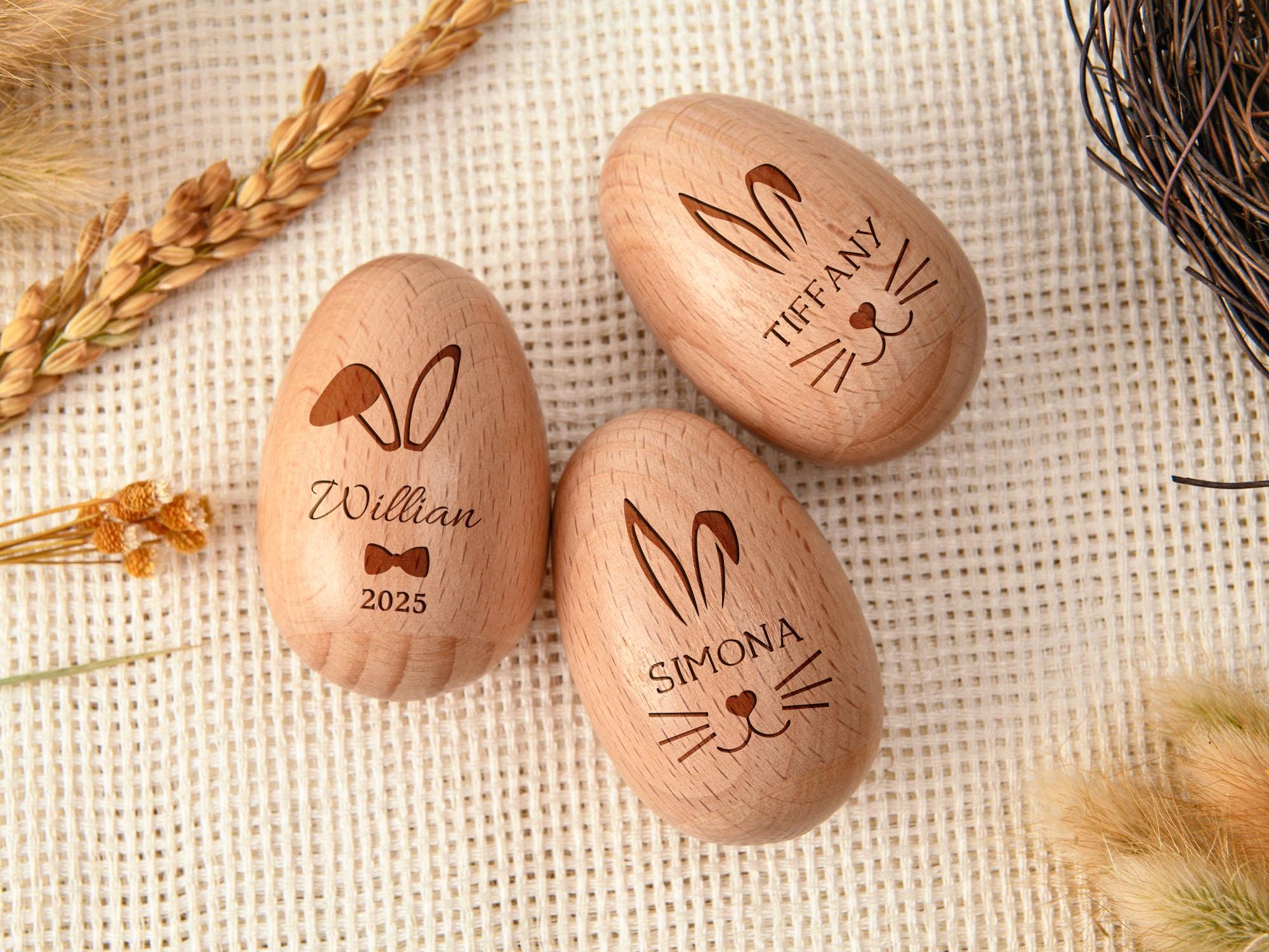 Personalized Wooden Musical Egg, Musical Wooden Easter Egg Shakers, Custom Easter Gift, Kids Musical Instrument, Baby First Easter