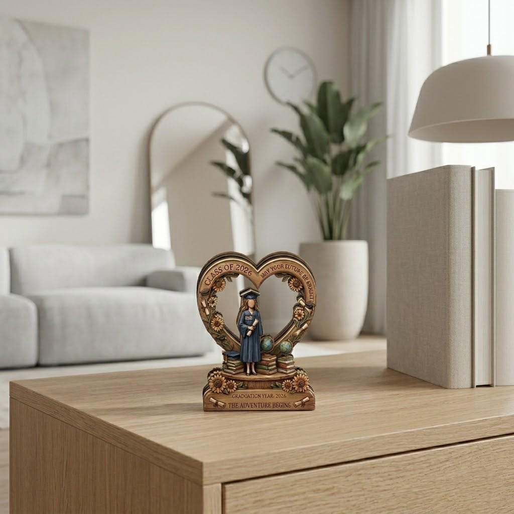 Personalized Graduation Wooden Block, Class of 2026 Keepsake, Custom Name 3D Printed Wood Sign, Sunflower Senior Gift, High School Grad Gift