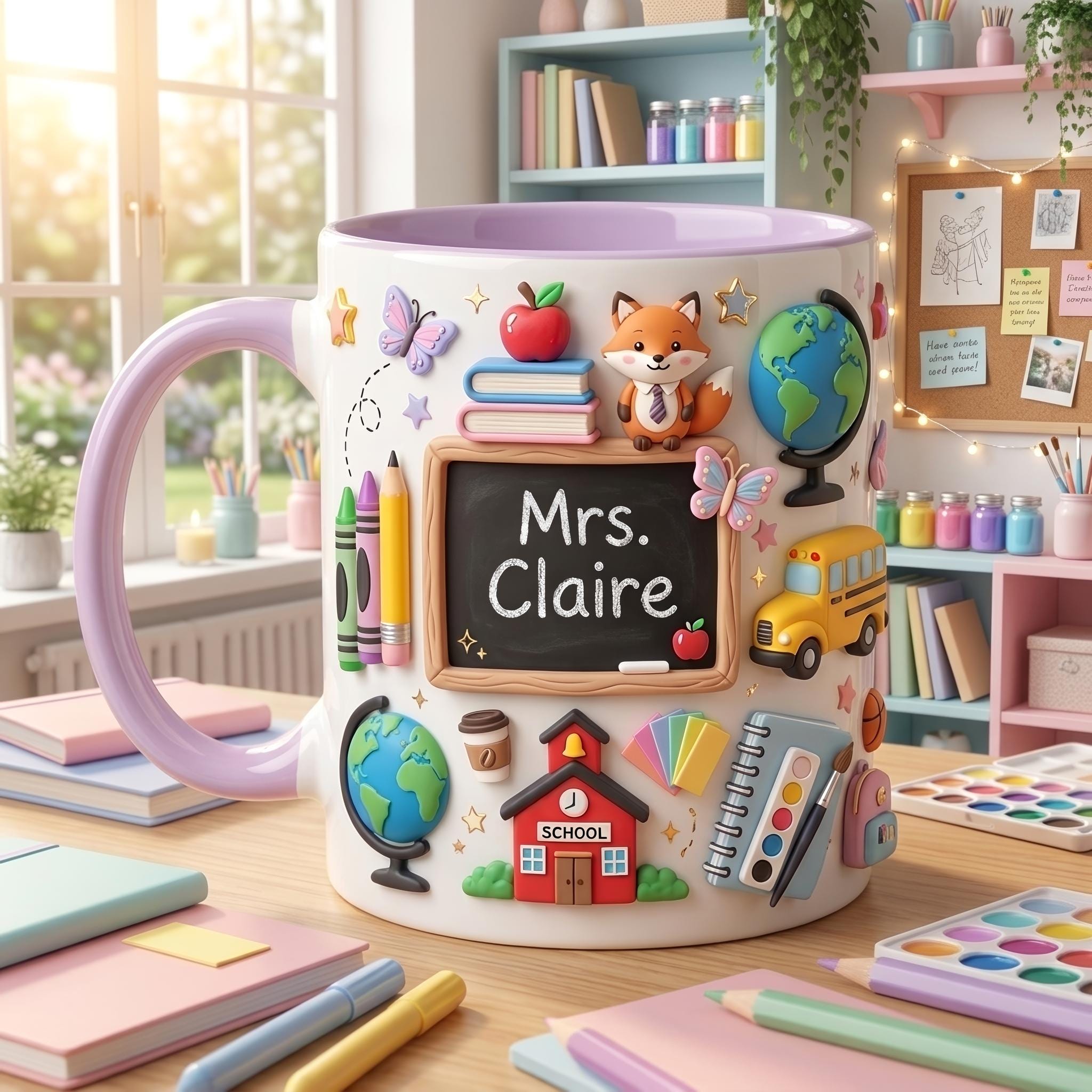 Personalized Teacher Mug, Cute Classroom Coffee Cup, Preschool Teacher Gift, Custom Teacher Appreciation Mug, Daycare Teacher Gift