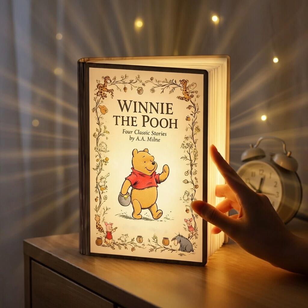 Classic Winnie the Pooh Night Light, Sentimental Mother's Day Gift, Custom Wooden Book Lamp, Nana Birthday Gift, Home Decor, Gift for Mom