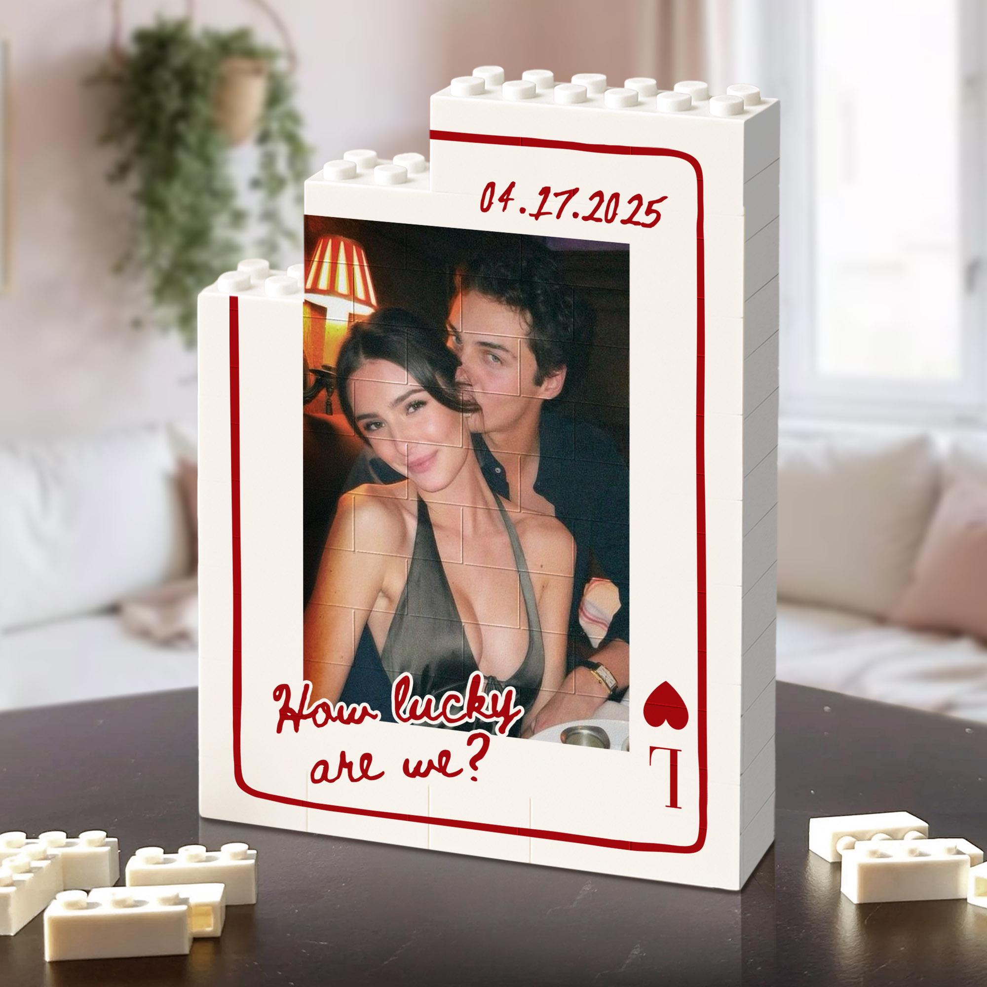 Custom Photo Building Block_ Couple Playing Card Puzzle Blocks, Valentines Day Gifts for Boyfriend, Anniversary Gifts, Romantic Home Decor
