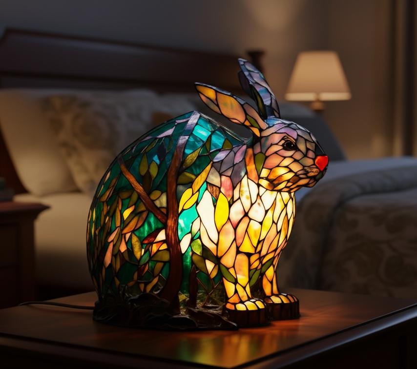 Cute Rabbit-shaped Night Light, Mosaic Table Lamp, Room Decoration, Baby Rabbit Night Lamp, Cute Animal-shaped Table Lamp, Gift for Pet Lovers, Children's Room and Bedroom Lamp, Night Lamp.
