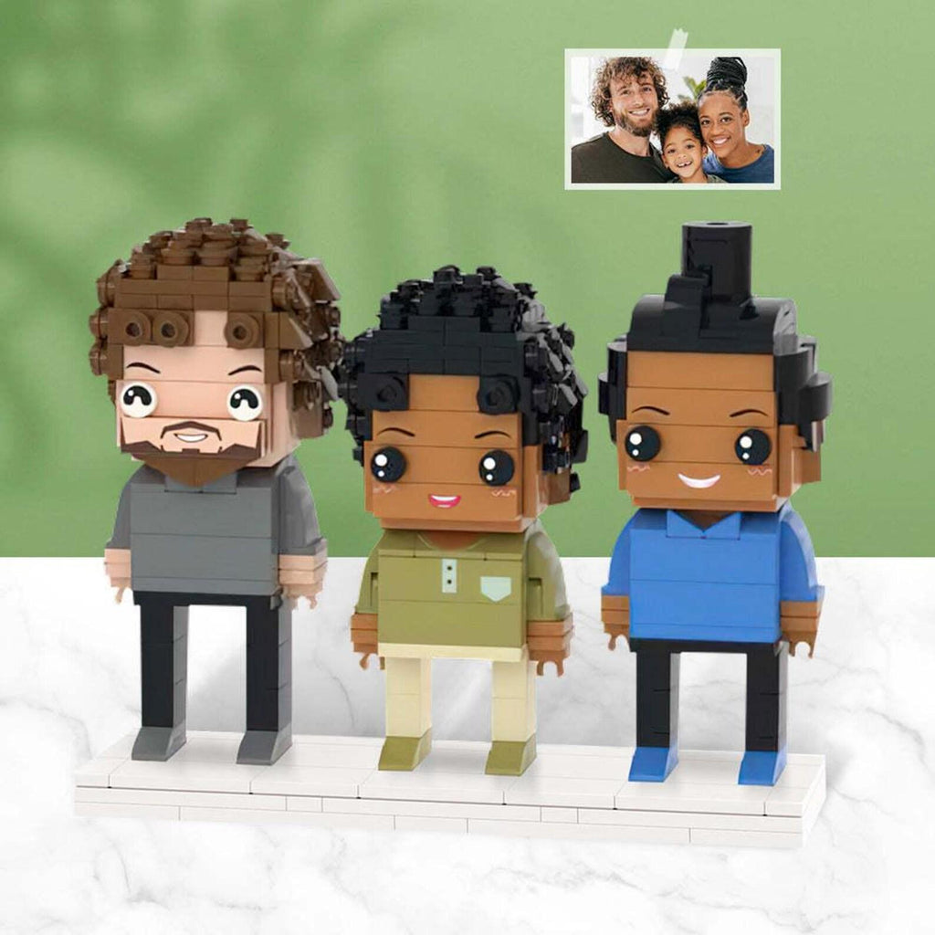 Custom 2 Person Brick Figures with Engraved Frame, Personalized Building Block Gift