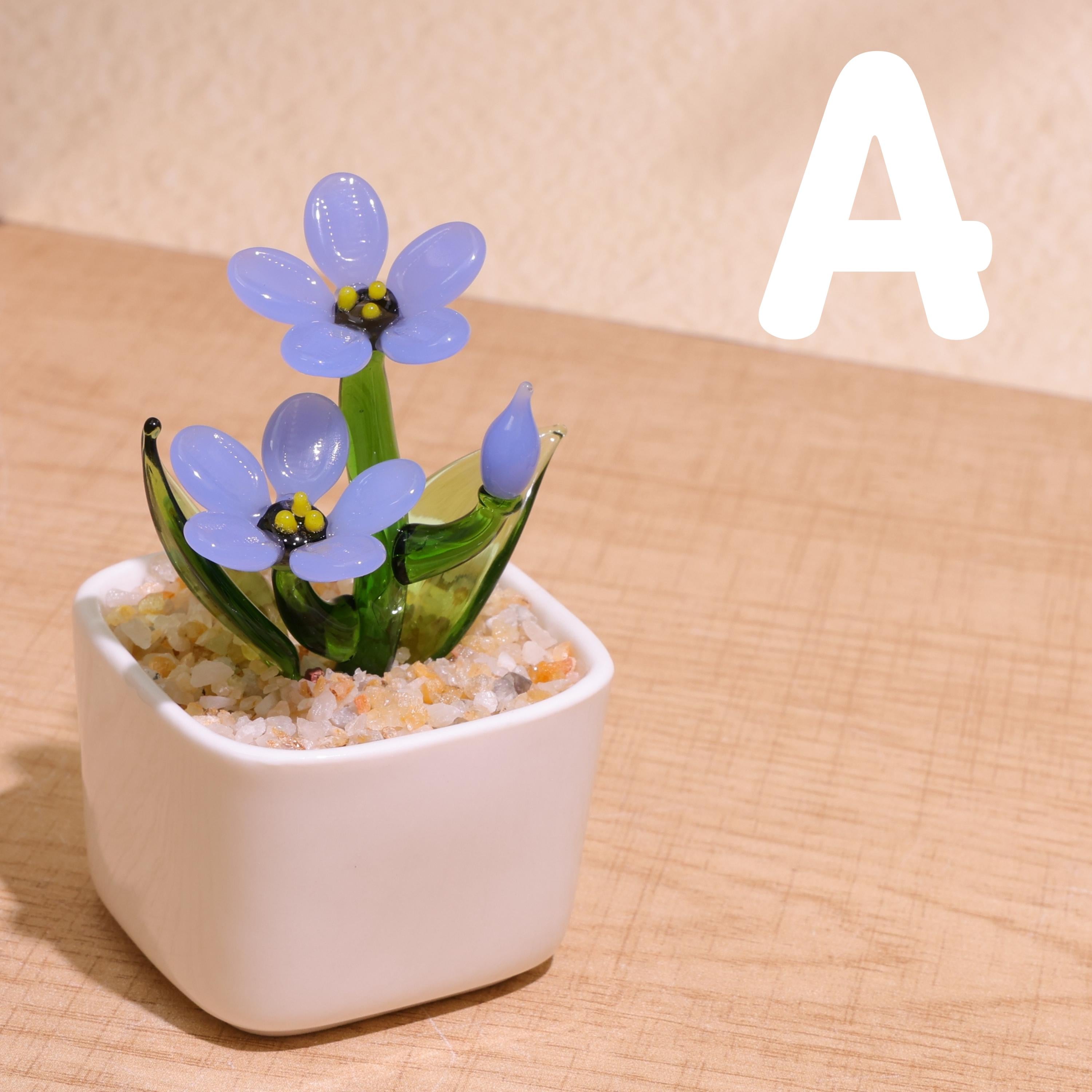 Handmade Glass Flowers,forget Me Not,glass Potted Plants,glass Myosotis,stained Glass Plants,housewarming Gift,gift for Teacher